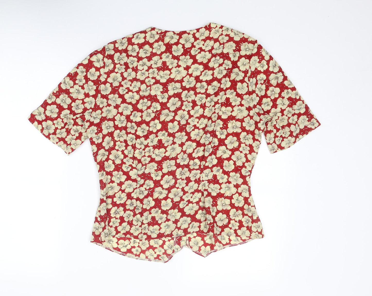 St Michael Womens Multicoloured Floral Polyester Basic Button-Up Size 14 Square Neck