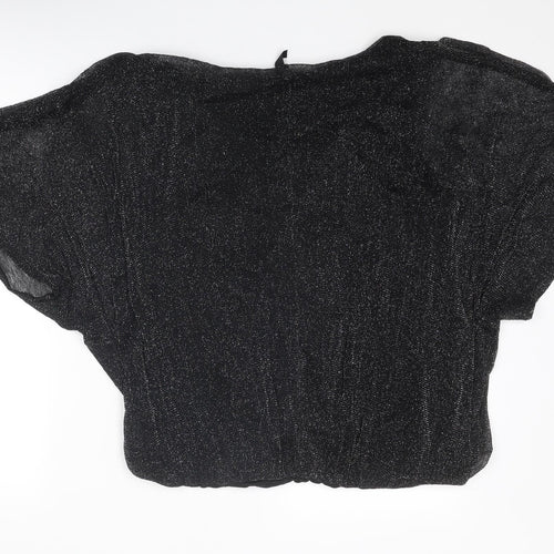 Arcadia Womens Black Polyester Basic Blouse Size 16 V-Neck
