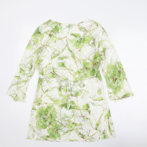 Per Una Womens Green Geometric Polyester Basic Blouse Size 14 V-Neck