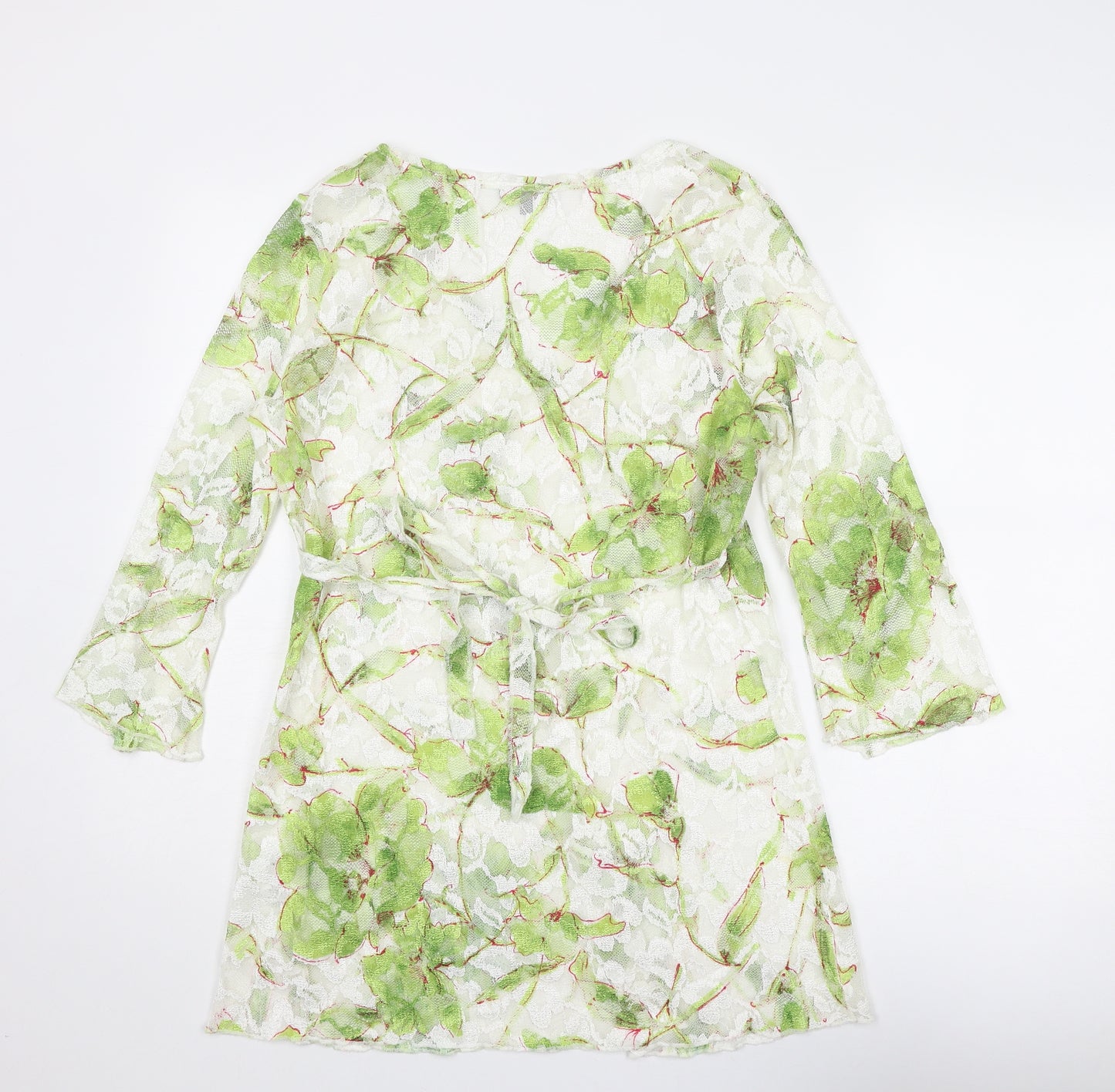 Per Una Womens Green Geometric Polyester Basic Blouse Size 14 V-Neck