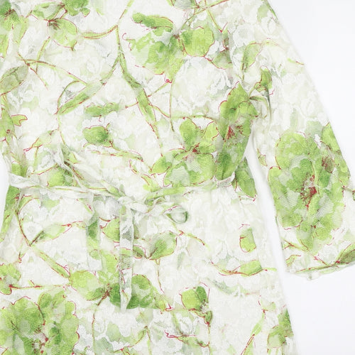 Per Una Womens Green Geometric Polyester Basic Blouse Size 14 V-Neck