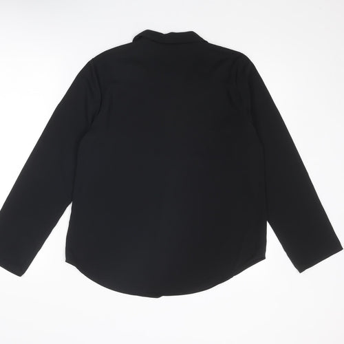 Zara Womens Black Polyester Basic Blouse Size S V-Neck