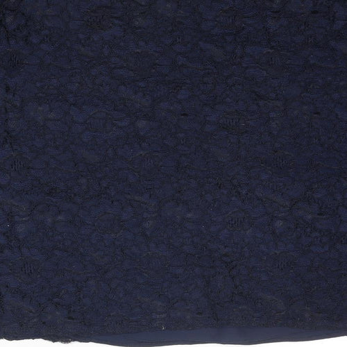 Blue Chameleon Womens Blue Nylon Basic Blouse Size 18 Round Neck