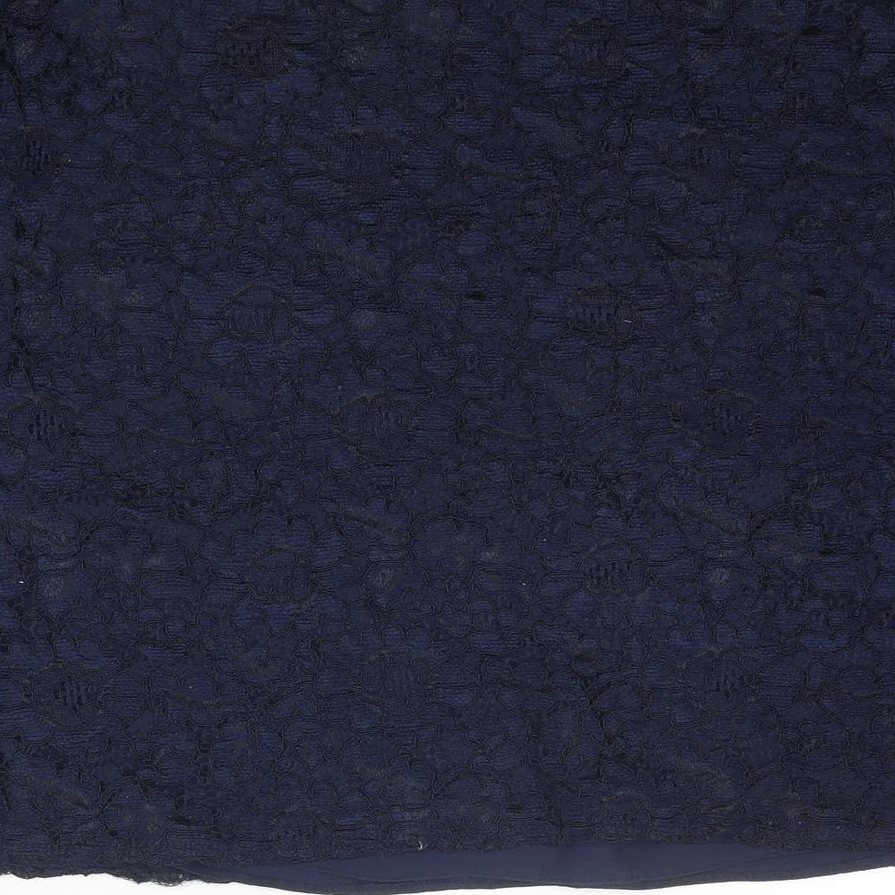 Blue Chameleon Womens Blue Nylon Basic Blouse Size 18 Round Neck