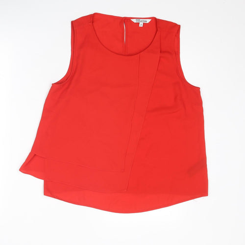Debenhams Womens Red Polyester Basic Tank Size 14 Round Neck