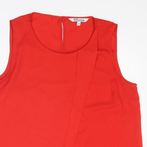 Debenhams Womens Red Polyester Basic Tank Size 14 Round Neck