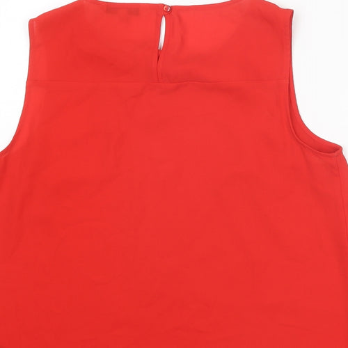 Debenhams Womens Red Polyester Basic Tank Size 14 Round Neck