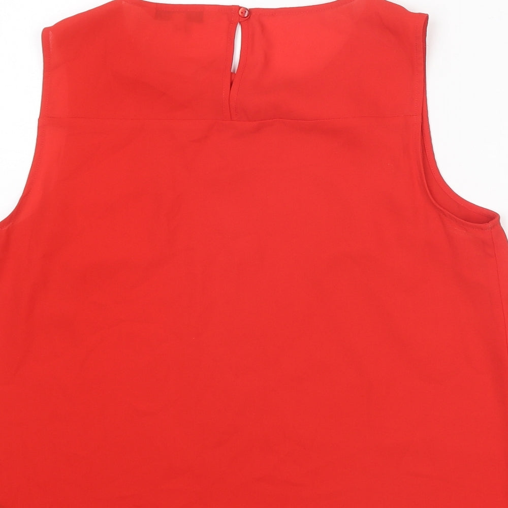Debenhams Womens Red Polyester Basic Tank Size 14 Round Neck