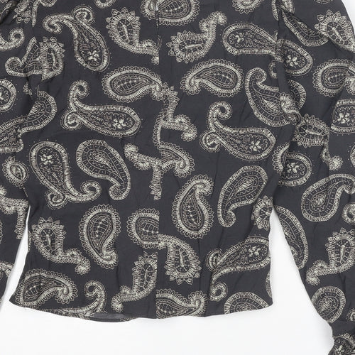 Zara Womens Grey Paisley Modal Basic Blouse Size S Round Neck