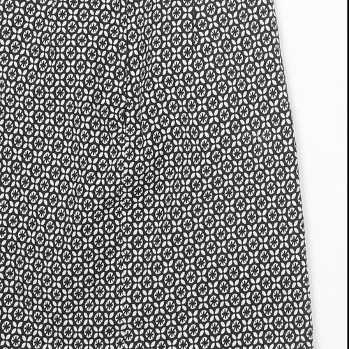 New Look Womens Black Geometric Cotton A-Line Skirt Size 6 Zip