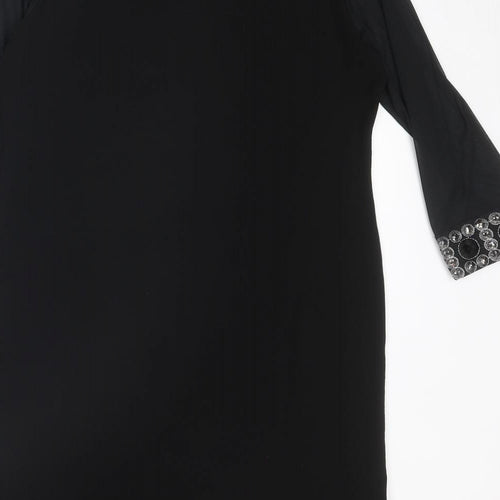 Tiana B Womens Black Polyester Sheath Size 8 Boat Neck Pullover - Embellished