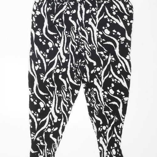 Missguided Womens Black Geometric Viscose Capri Trousers Size 12 Regular