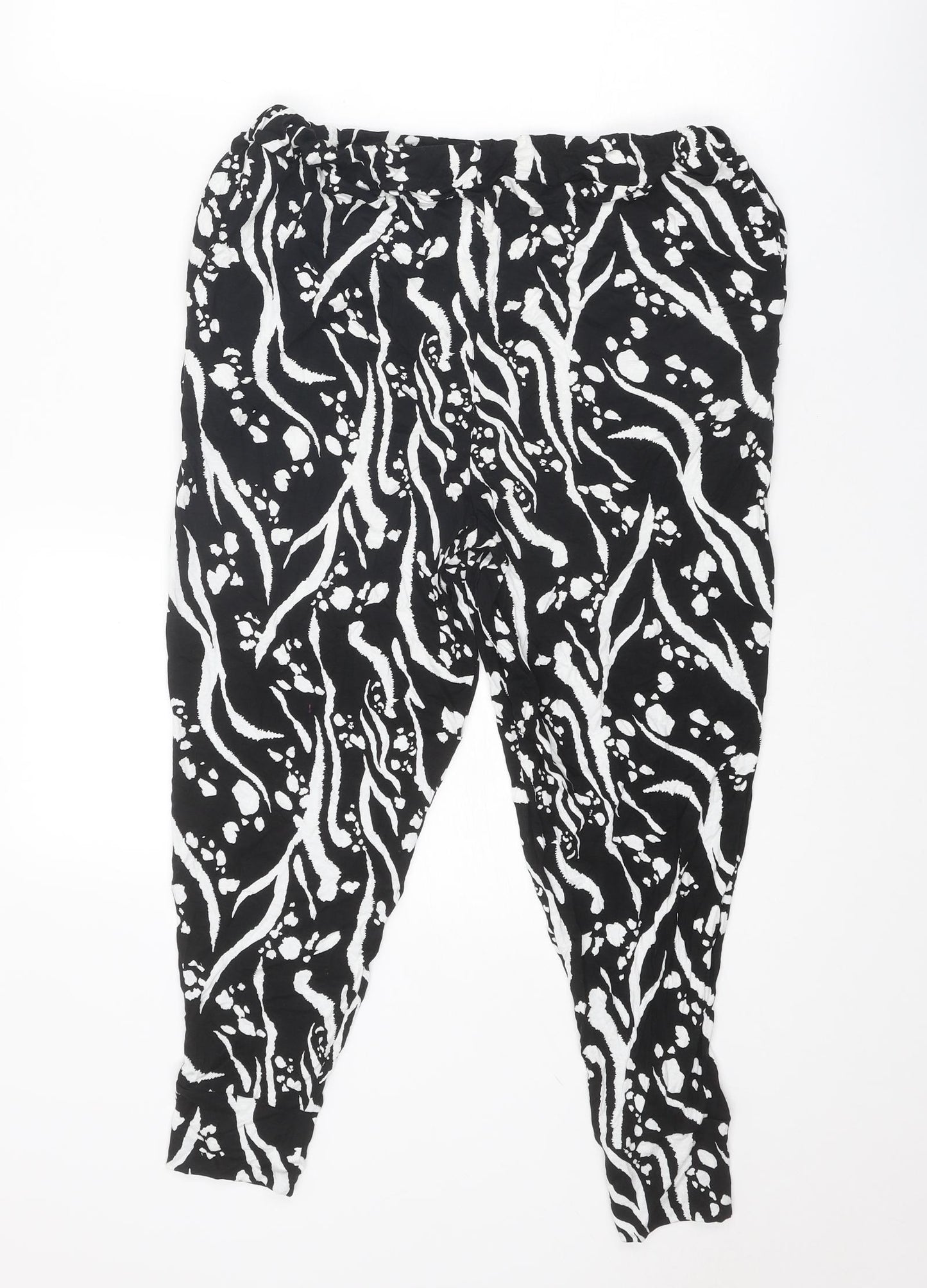 Missguided Womens Black Geometric Viscose Capri Trousers Size 12 Regular