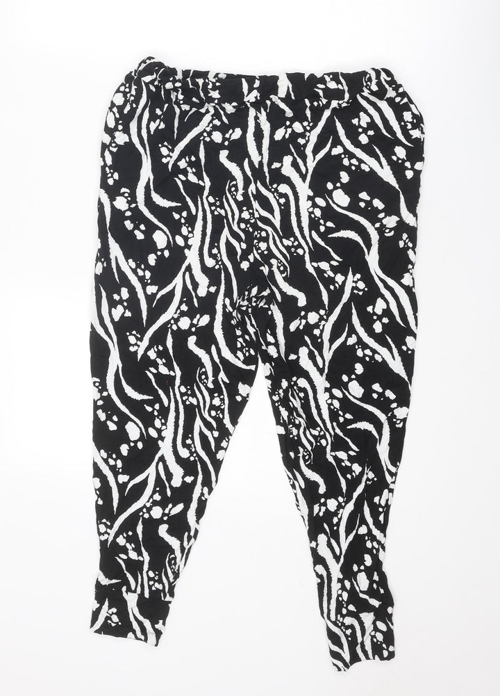 Missguided Womens Black Geometric Viscose Capri Trousers Size 12 Regular