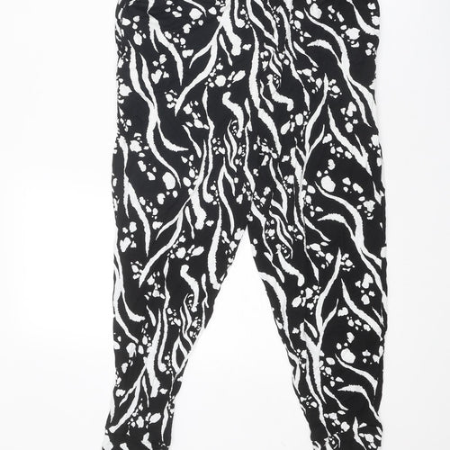 Missguided Womens Black Geometric Viscose Capri Trousers Size 12 Regular