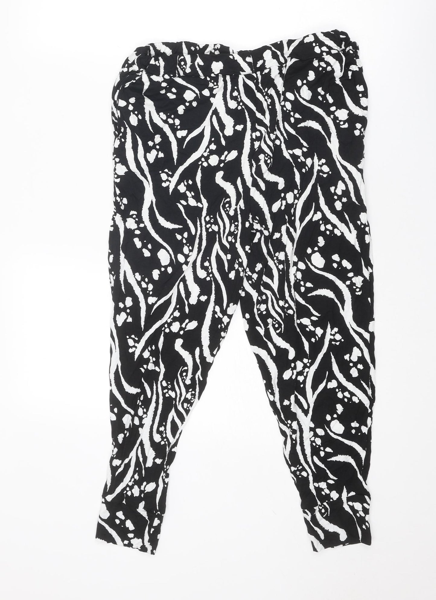 Missguided Womens Black Geometric Viscose Capri Trousers Size 12 Regular
