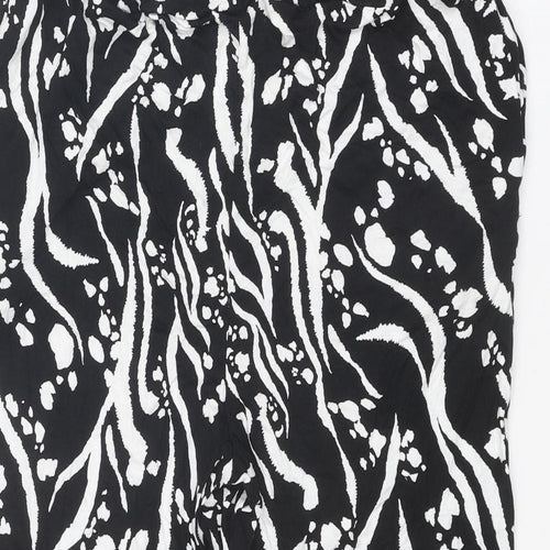 Missguided Womens Black Geometric Viscose Capri Trousers Size 12 Regular