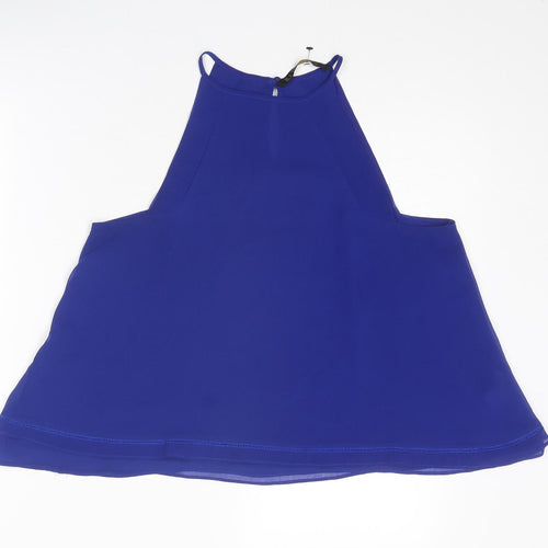 Zara Womens Blue Polyester Basic Tank Size S Halter