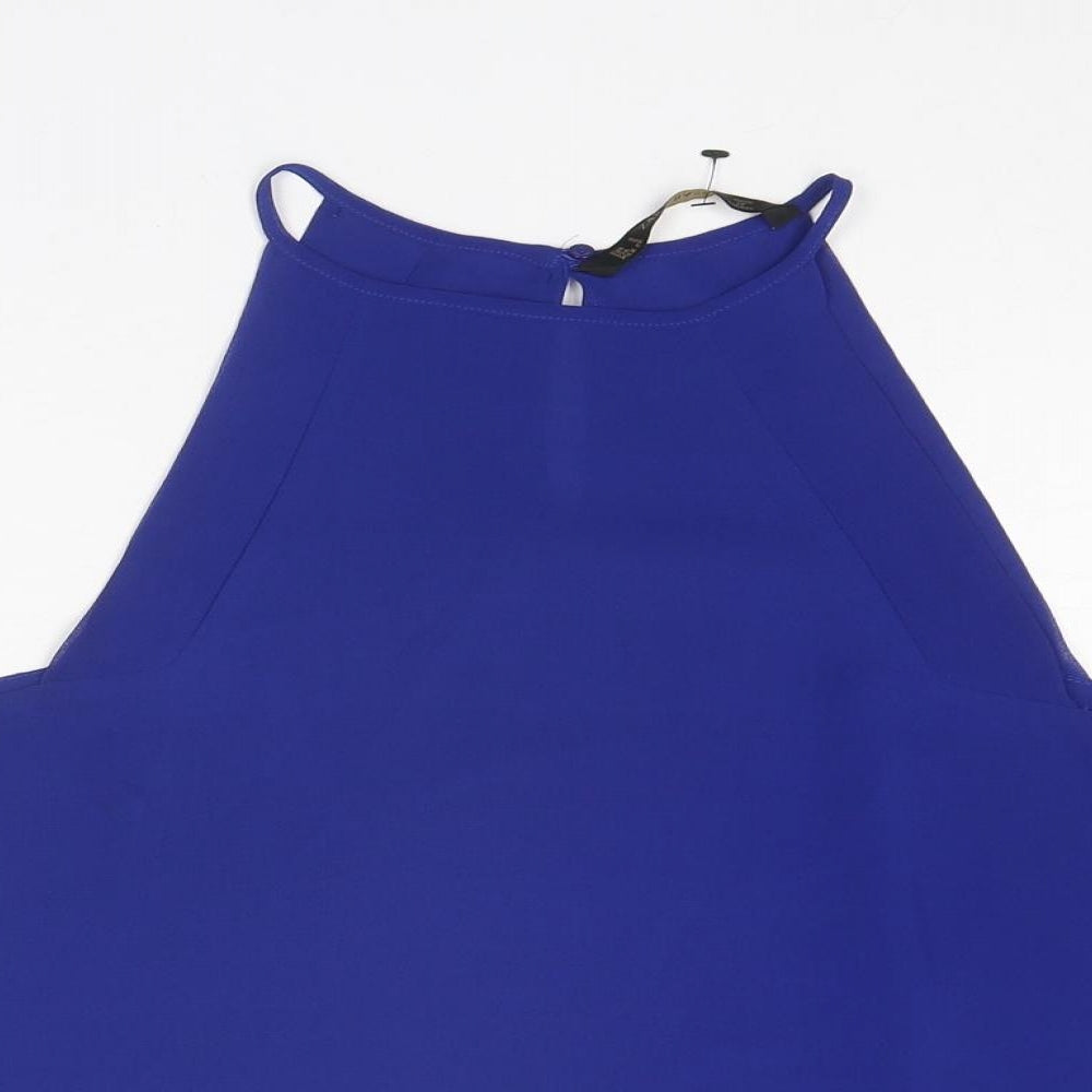 Zara Womens Blue Polyester Basic Tank Size S Halter