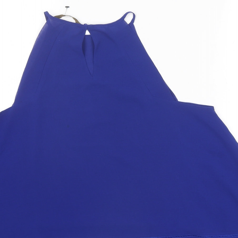 Zara Womens Blue Polyester Basic Tank Size S Halter