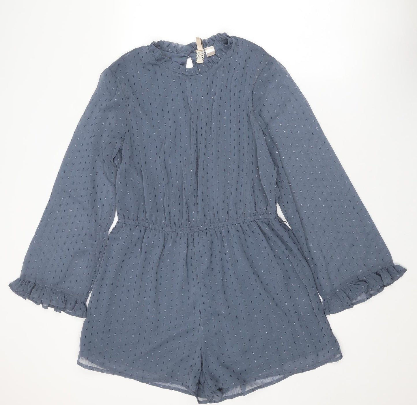 Divided by H&M Womens Blue Polyester Playsuit One-Piece Size 16 Button