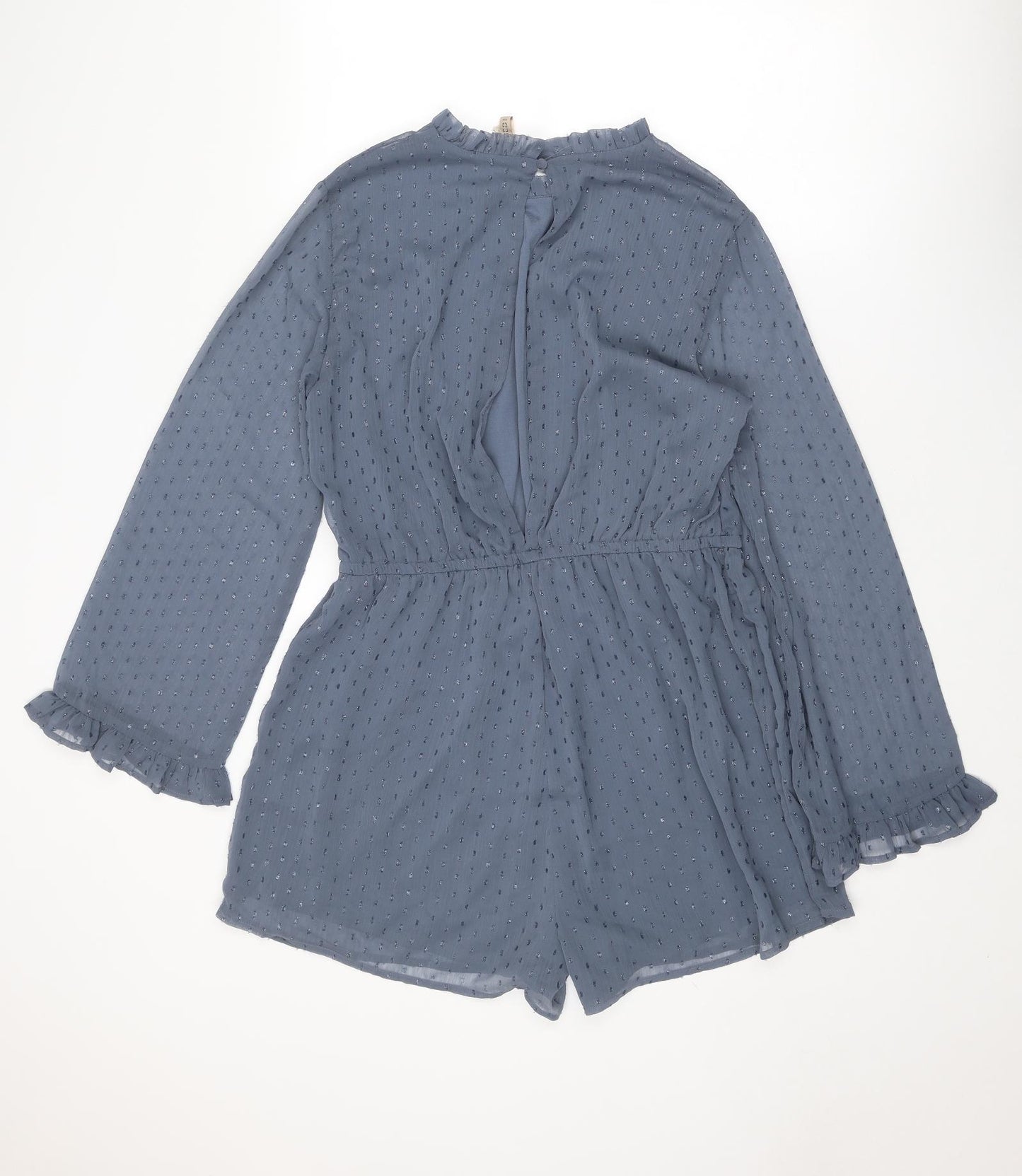 Divided by H&M Womens Blue Polyester Playsuit One-Piece Size 16 Button