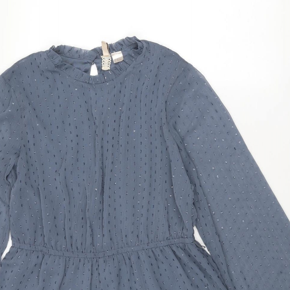 Divided by H&M Womens Blue Polyester Playsuit One-Piece Size 16 Button