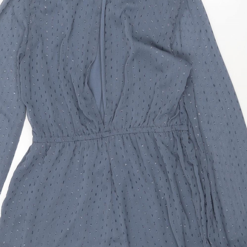 Divided by H&M Womens Blue Polyester Playsuit One-Piece Size 16 Button