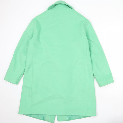 Marks and Spencer Womens Green Overcoat Coat Size 12 Button
