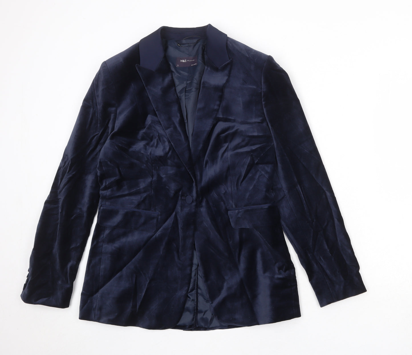 Marks and Spencer Womens Blue Cotton Jacket Suit Jacket Size 10