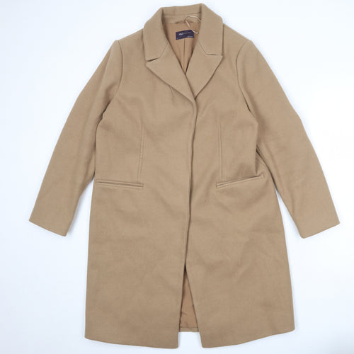 Marks and Spencer Womens Beige Overcoat Coat Size 14 Snap