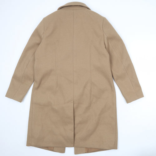 Marks and Spencer Womens Beige Overcoat Coat Size 14 Snap