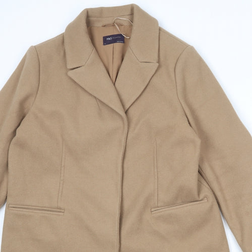 Marks and Spencer Womens Beige Overcoat Coat Size 14 Snap