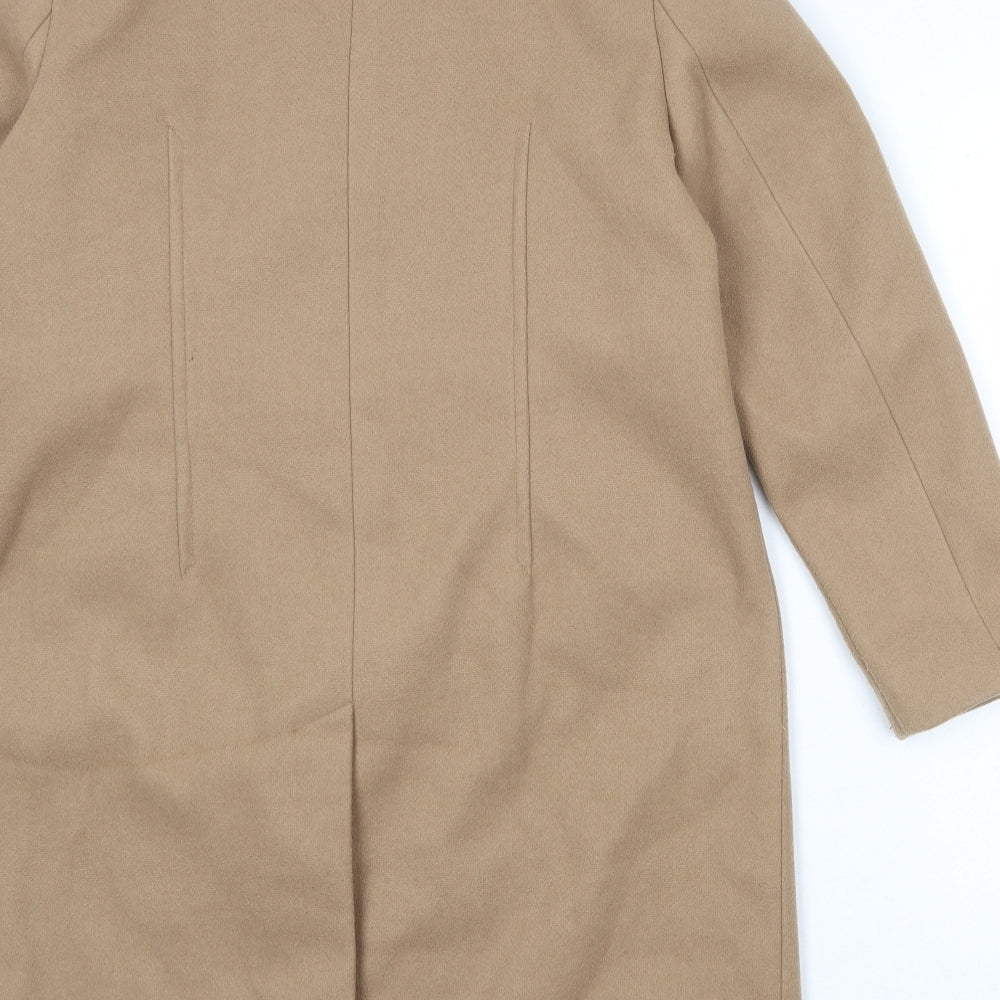 Marks and Spencer Womens Beige Overcoat Coat Size 14 Snap