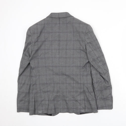 Marks and Spencer Mens Grey Plaid Polyester Jacket Suit Jacket Size 36 Regular