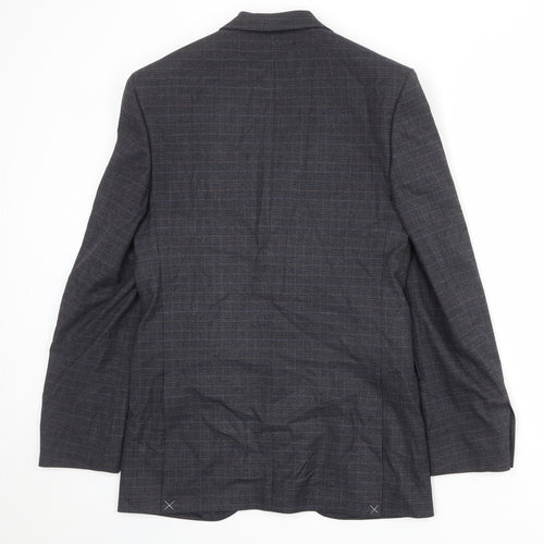 Marks and Spencer Mens Blue Plaid Polyester Jacket Suit Jacket Size 36 Regular