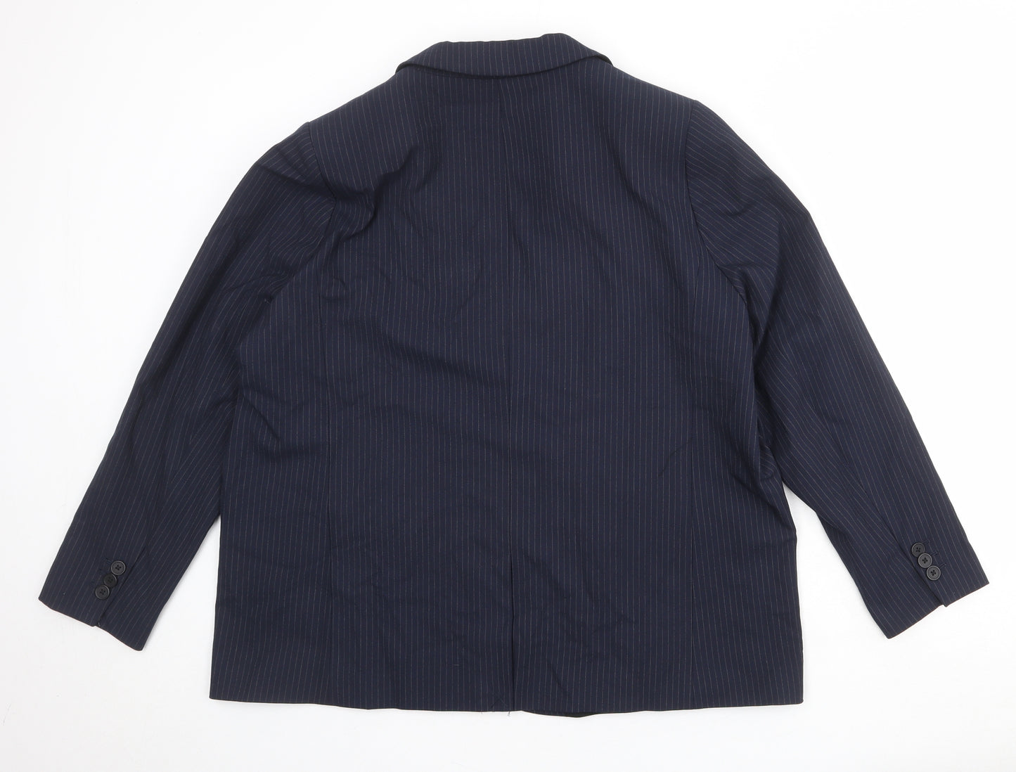 Marks and Spencer Womens Blue Pinstripe Polyester Jacket Suit Jacket Size 20