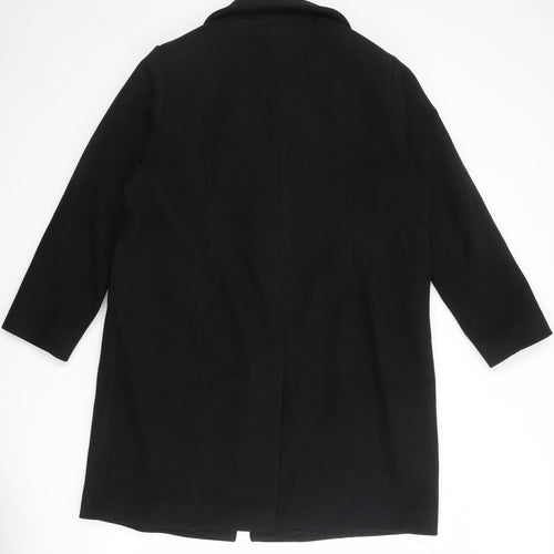 Marks and Spencer Womens Black Overcoat Jacket Size 18 Snap