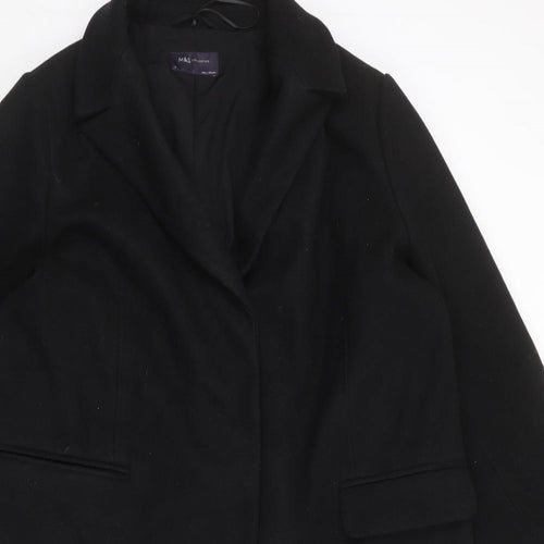 Marks and Spencer Womens Black Overcoat Jacket Size 18 Snap
