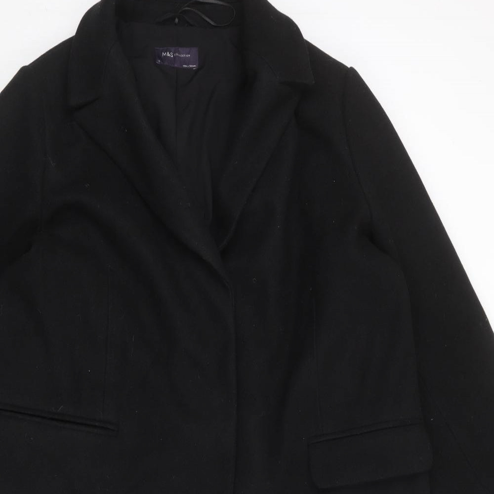 Marks and Spencer Womens Black Overcoat Jacket Size 18 Snap
