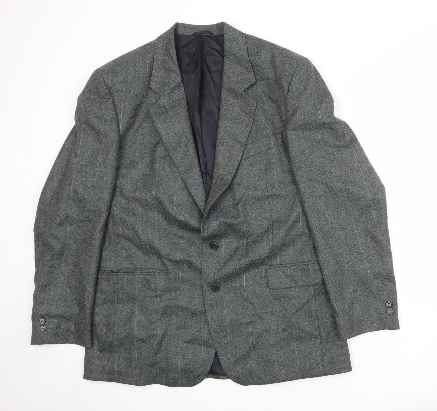 Periscope Mens Green Check Polyester Jacket Suit Jacket Size 44 Regular