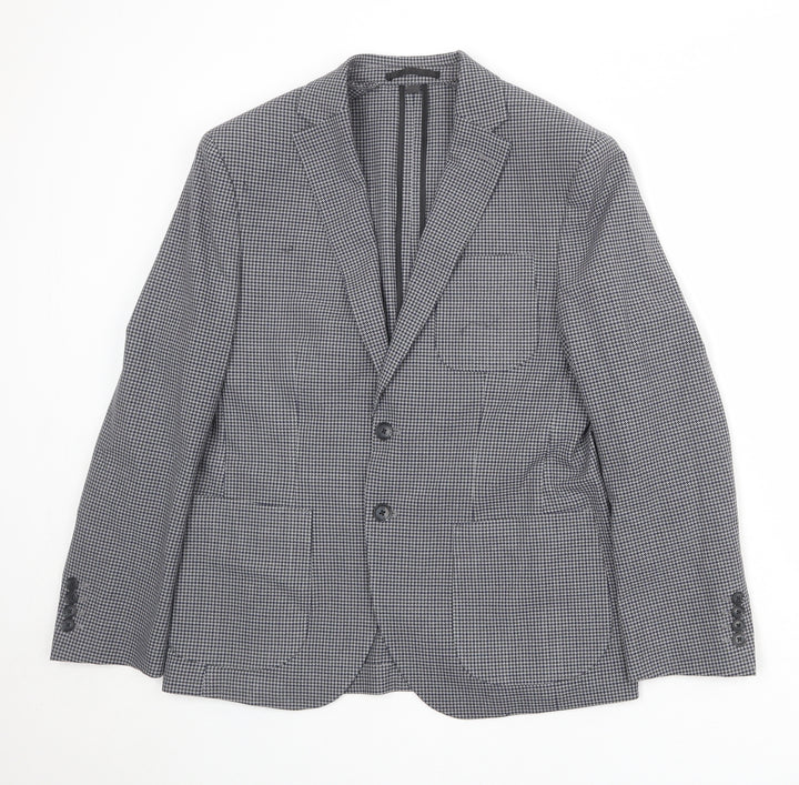 Marks and Spencer Mens Grey Geometric Polyester Jacket Blazer Size 38 Regular