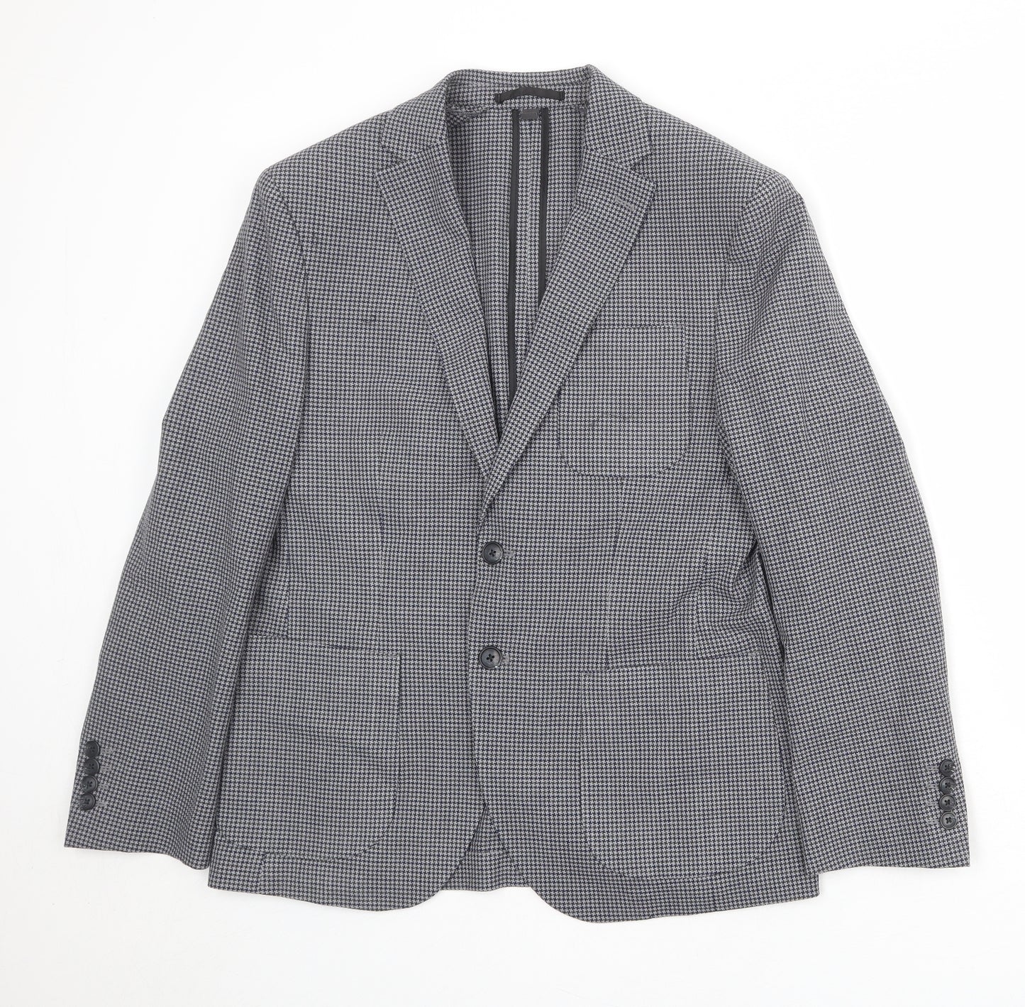 Marks and Spencer Mens Grey Geometric Polyester Jacket Blazer Size 38 Regular
