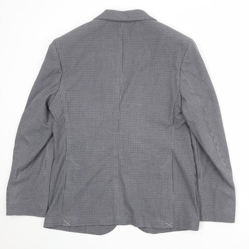 Marks and Spencer Mens Grey Geometric Polyester Jacket Blazer Size 38 Regular