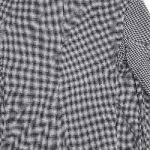 Marks and Spencer Mens Grey Geometric Polyester Jacket Blazer Size 38 Regular