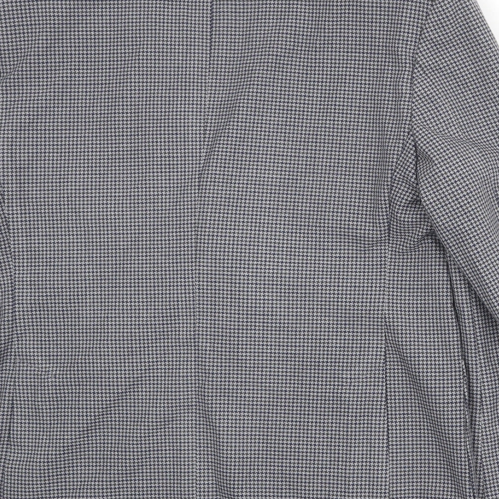 Marks and Spencer Mens Grey Geometric Polyester Jacket Blazer Size 38 Regular