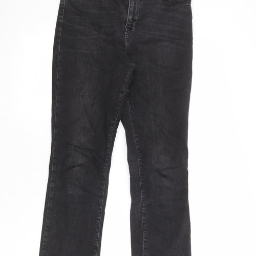 Mango Womens Black Cotton Straight Jeans Size 12 Regular Zip