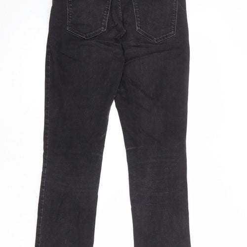 Mango Womens Black Cotton Straight Jeans Size 12 Regular Zip