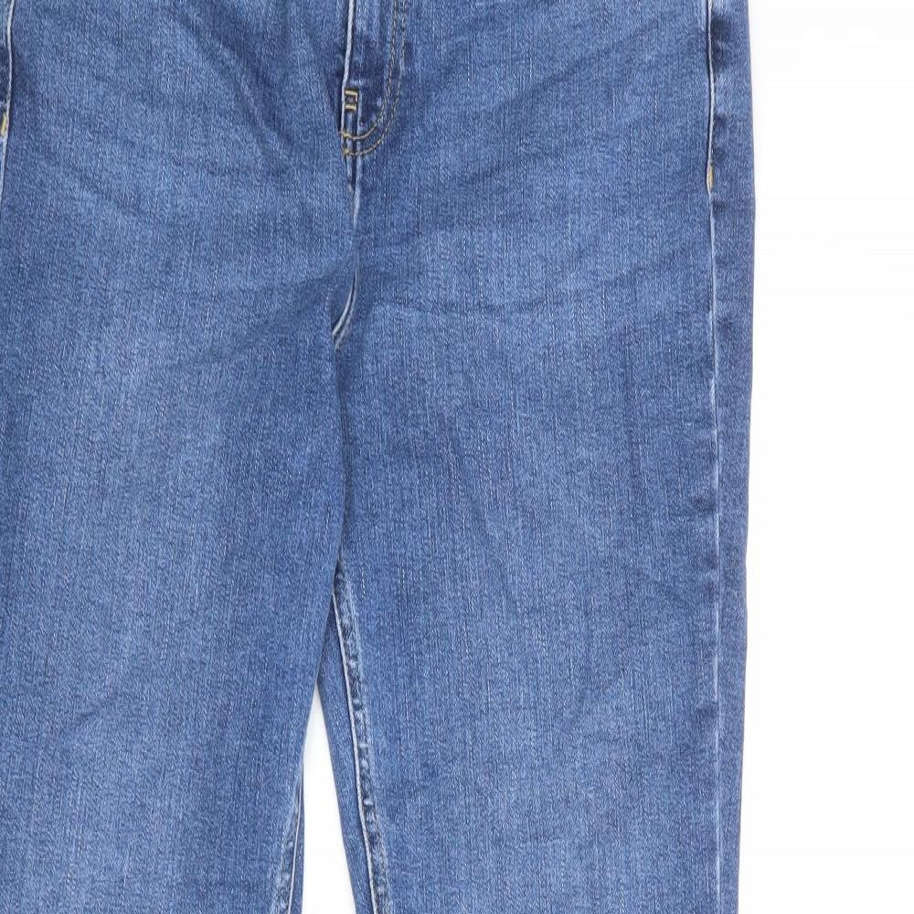 NEXT Womens Blue Cotton Flared Jeans Size 14 Regular Zip