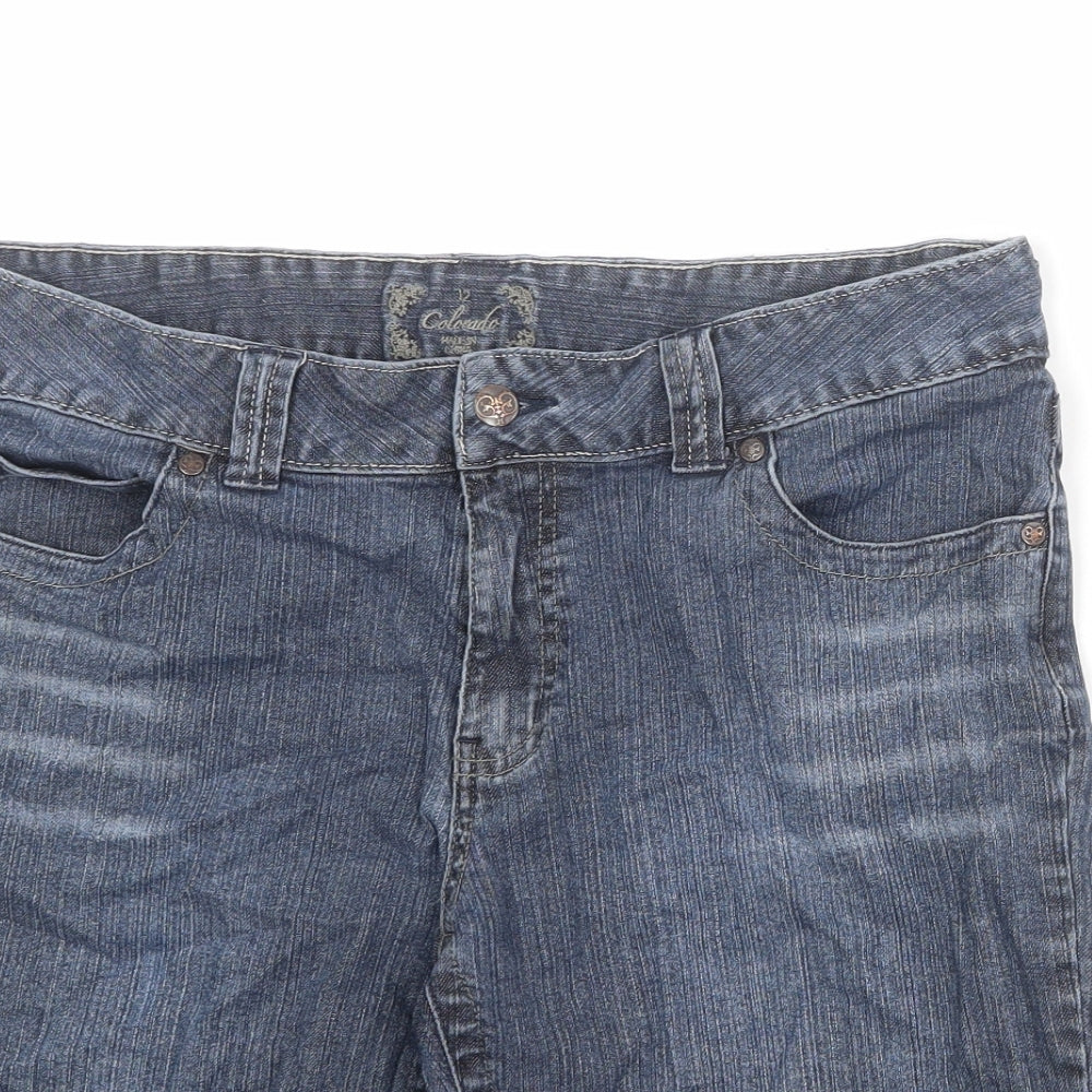 Colorado Womens Blue Cotton Skimmer Shorts Size 12 Regular Zip